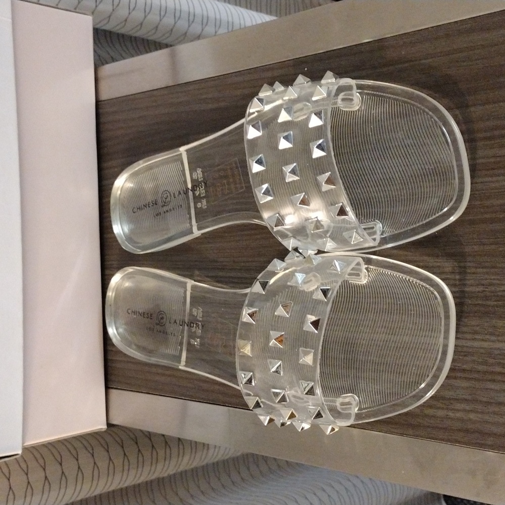 Chic Clear Studded Women's Slide Sandals